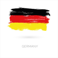 Obraz premium Germany colorful brush strokes painted national country flag icon. Painted texture.