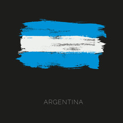 Argentina colorful brush strokes painted national country flag icon. Painted texture.
