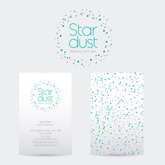 Star dust logo. Round azur and silver stars logo. Beauty, spa, cosmetics logo. Lingerie logo. Clothing logo.