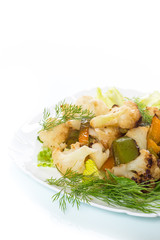 warm salad with cauliflower and sweet pepper