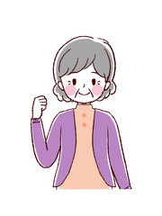 高齢女性　ガッツポーズ