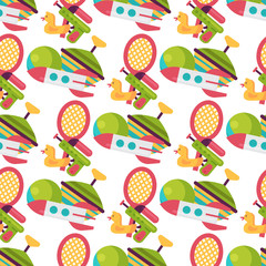 Seamless pattern background full kid toys cartoon cute graphic play childhood baby room vector illustration