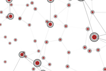 Network 3d illustration red circles connected