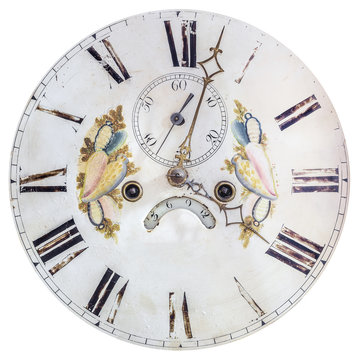 Authentic eighteenth century clock face with painted decoration