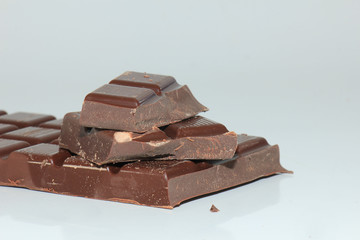 Pieces of a dark chocolate bar