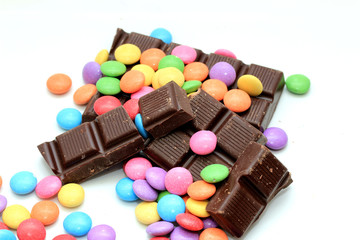 Fototapeta na wymiar Colorful candies and chocolate