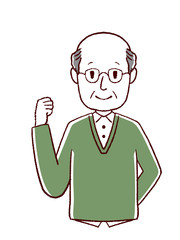 高齢男性　ガッツポーズ