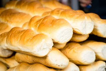 The pile of fresh baked bread