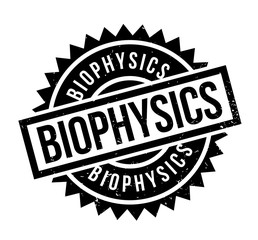Biophysics rubber stamp. Grunge design with dust scratches. Effects can be easily removed for a clean, crisp look. Color is easily changed.