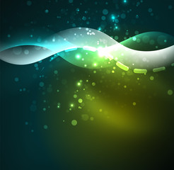 Vector glowing wave, smoke design wavy lines