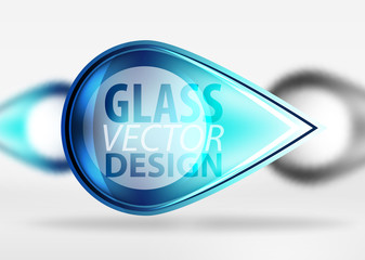 Abstract background, glass minimal round and arrow shapes in 3d space with blurred effects