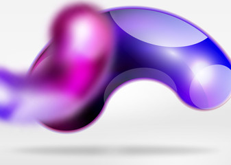 Digital techno abstract background, grey 3d space with glass curvy bubble