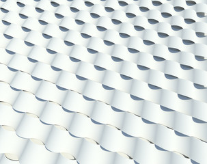 White waves 3D illustration pattern. Perspective view.
