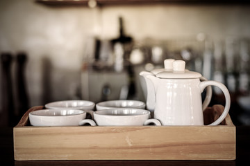 Obraz na płótnie Canvas tea cup set in at coffee shop