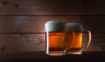 Two glasses golden beer o