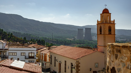 Cofrentes bellfry and nuclear plant