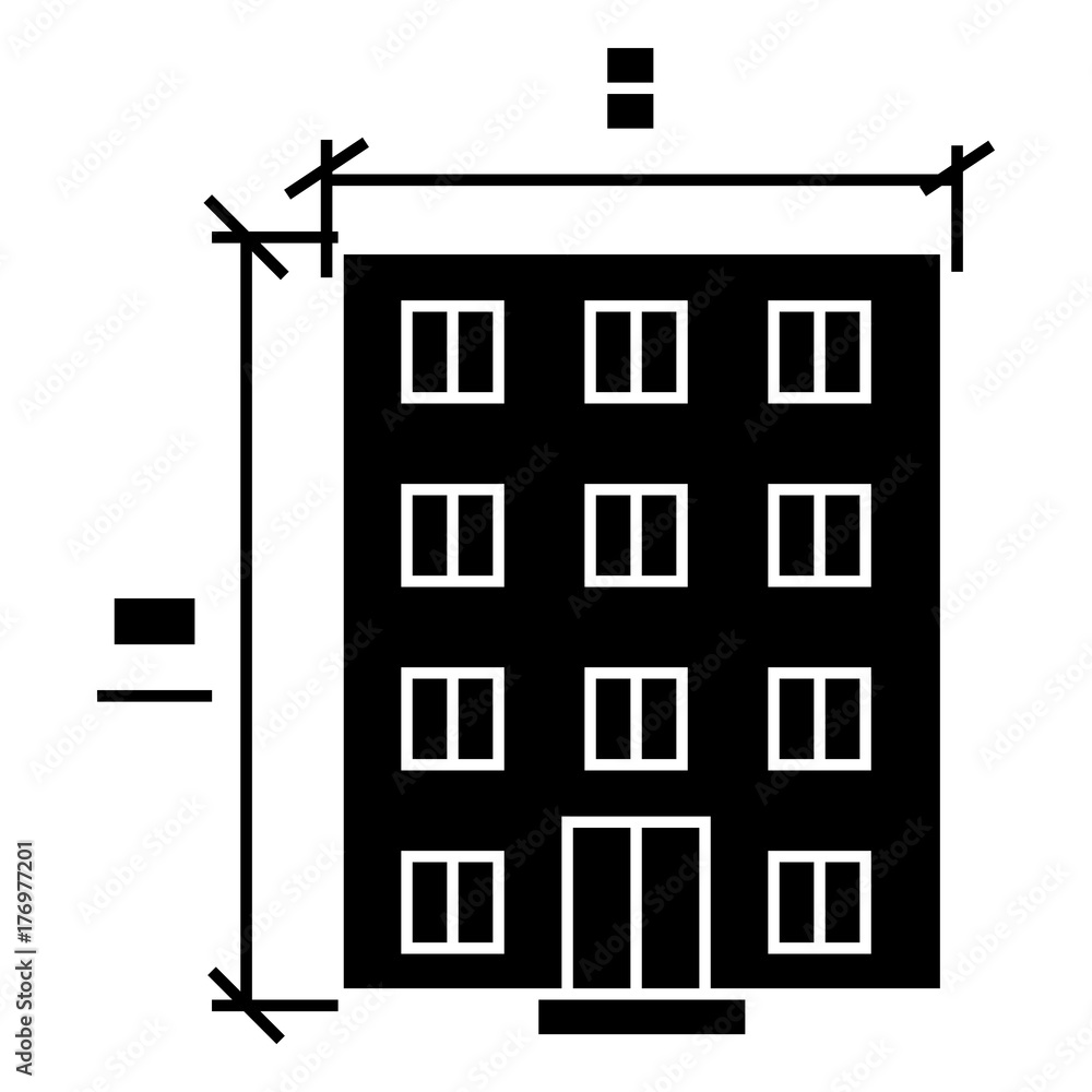 Poster building - architecture project icon, illustration, vector sign on isolated background