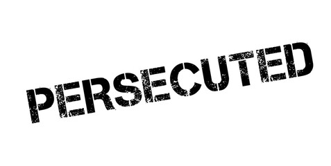 Persecuted rubber stamp. Grunge design with dust scratches. Effects can be easily removed for a clean, crisp look. Color is easily changed.