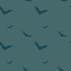 Seamless Halloween pattern with black bat. Vector background