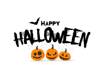 Happy halloween banner. Vector illustration with pumpkins and bats. Trick or treat. - 176977429
