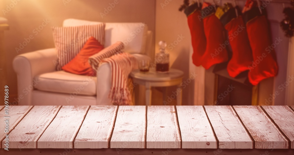 Poster composite image of wooden table