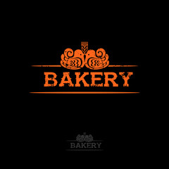 Bakery logo badge. Bakery emblem.   Vintage bakery logo, isolated on dark background.