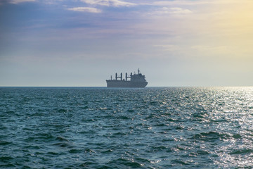 Obraz premium Container transport ship in the open sea