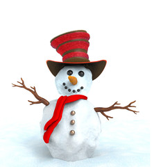 Christmas Holiday Snowman isolated on white background