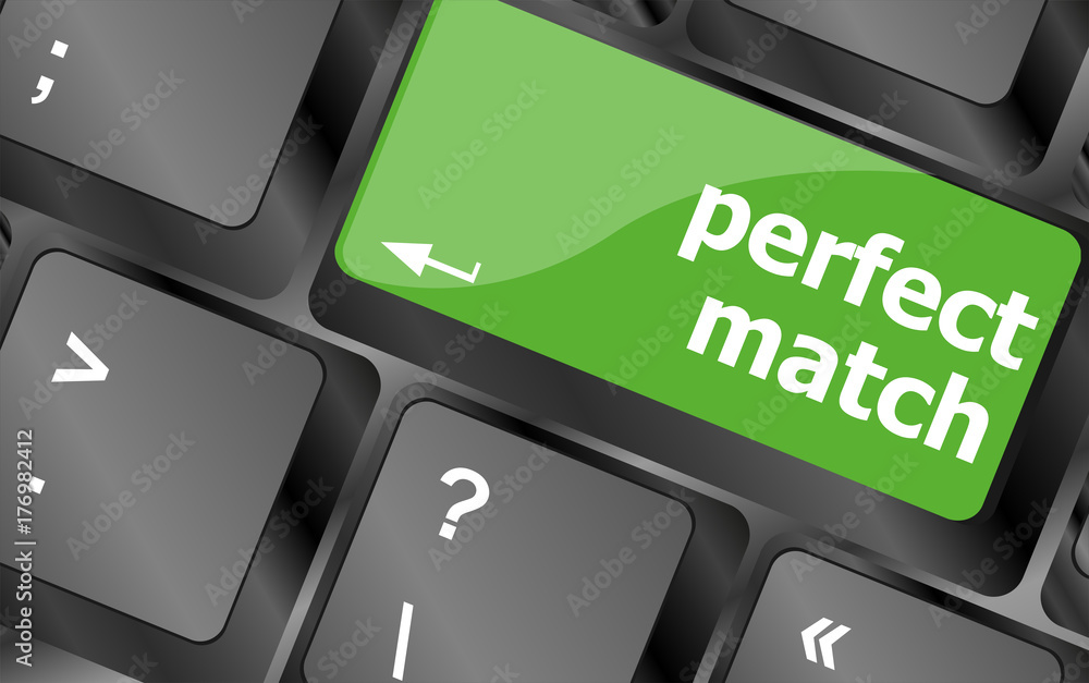 Poster perfect match, keyboard with computer key button