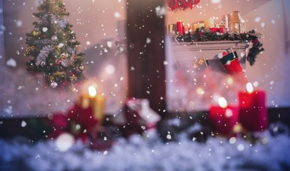 Christmas tree and christmas stocking at home