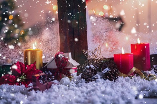 Christmas Decorations On Fake Snow