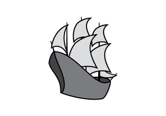 Sailing Boat vector. Old sailing ship. Sailing Boat vector icon