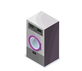 Washing machine isometric 3d vector illustration, laundry or dry cleaners appliance, isolated icon
