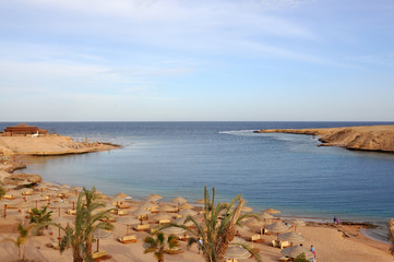 The red sea beach in a quiet bay, Egypt, Makadi Bay