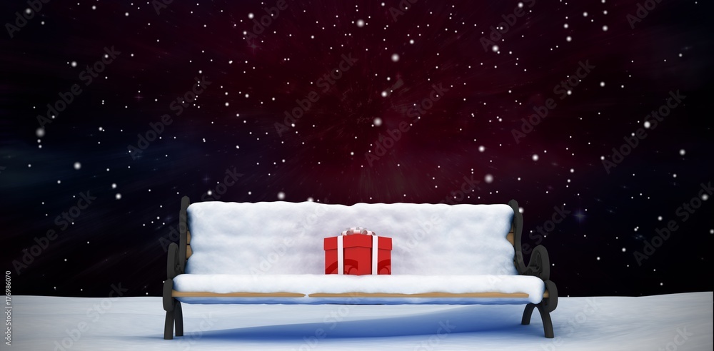 Poster composite image of digitally generated image of gift boxes on