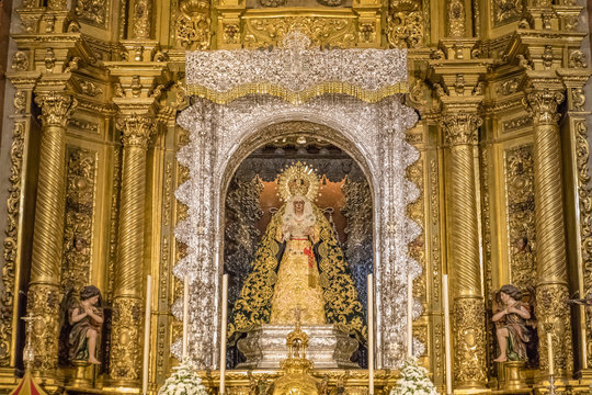 Seville - The nave of church Basilica de la Macarena
