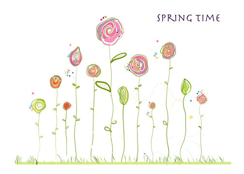 Spring time colorful elegant cute flowers. Spring floral background