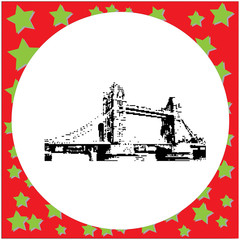 black 8-bit Tower Bridge vector illustration isolated on white background