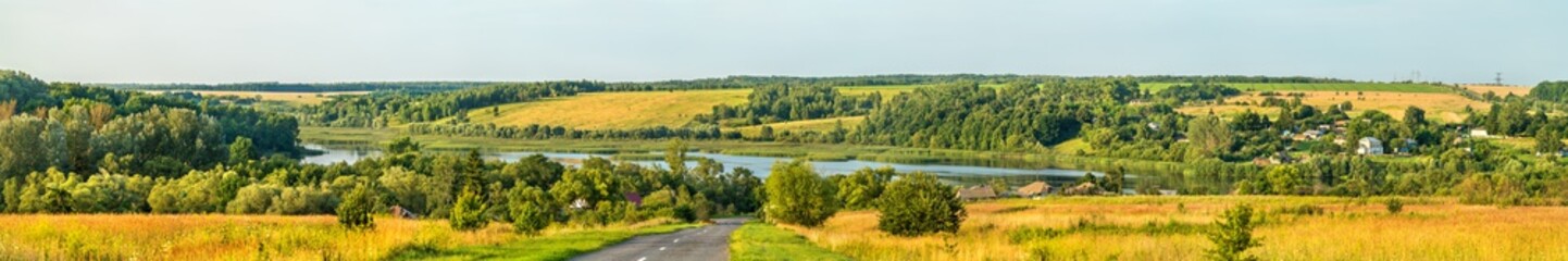 Panorama of Glazovo, a typical village on the Central Russian Upland, Kursk region of Russia