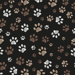 Doodle paw print brown colored with black background  © Gulsen Gunel