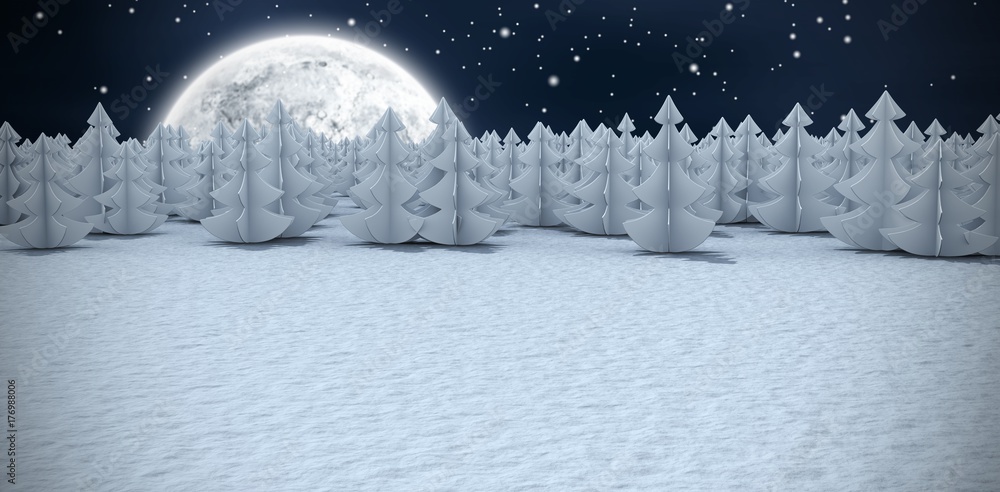 Poster composite image of digital generated image of christmas trees at