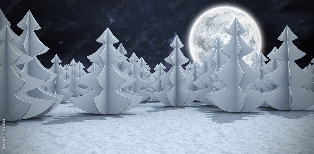 Poster composite image of digital generated image of christmas trees