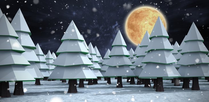 Composite image of snow covering christmas trees