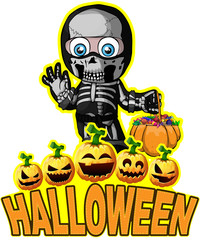 Halloween Poster with a boy in a suit skeleton