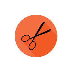 scissors round icon long shadow vector