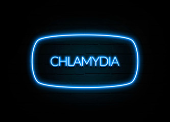 Chlamydia  - colorful Neon Sign on brickwall