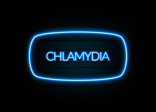 Chlamydia  - colorful Neon Sign on brickwall