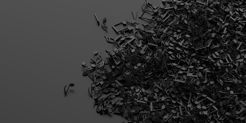 Naklejka premium Nieskończone nuty, sztuka i muzyka renderowania 3d koncepcyjne tło