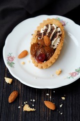 Delicious fresh cakes with cream and condensed milk 