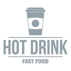 Hot drink logo, simple gray style